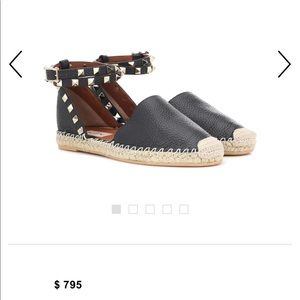Valentino rock stud double leather ankle strap espadrilles size 39